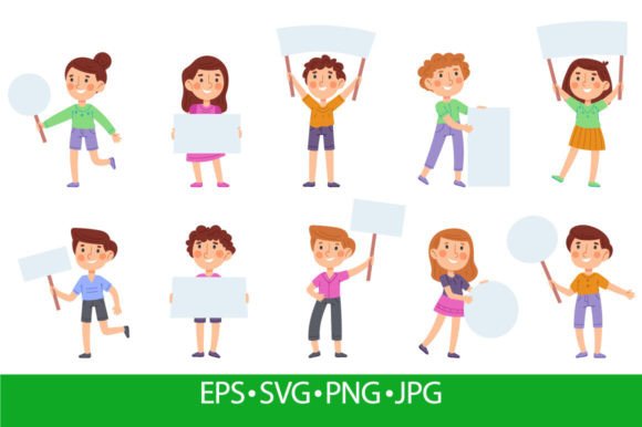 Download Cartoon Kids Hold Banners, Cute Children - Premium Resources