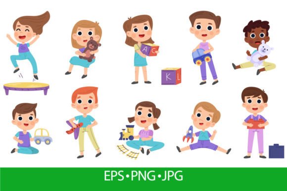 Download Cartoon Children Play with Toys - Premium Resources