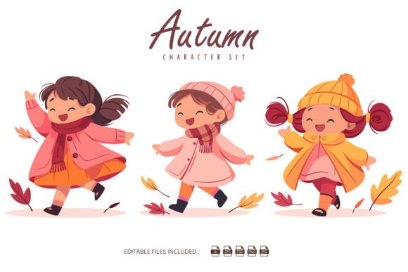 Download Autumn Cartoon Children Set - Premium Bundle