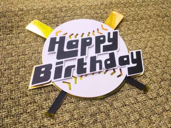 Download Happy Birthday Cake Topper SVG with Base - Premium Resources