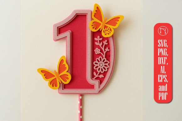 Download 3D Butterfly Number 1 Topper SVG - Premium Resources